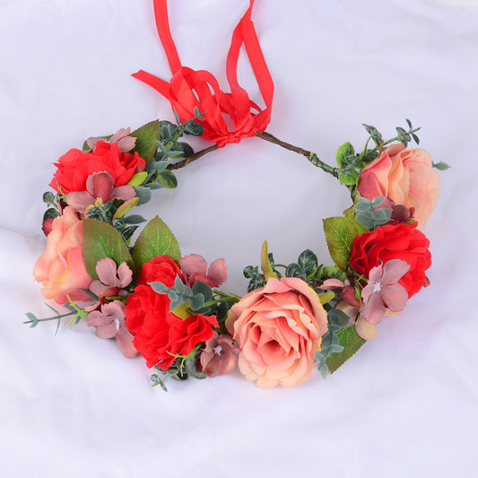 Wreath cloth art Rose Hair Ornament children's scenic spot Festival Performance welcome ceremony headdress headdress