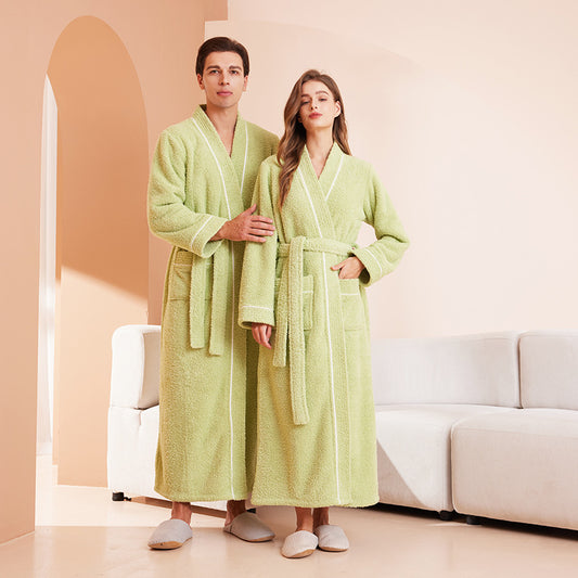 Couple's sleepwear women's autumn and winter coral fleece thick warm long flannel nightgown men's bathrobe sleepwear