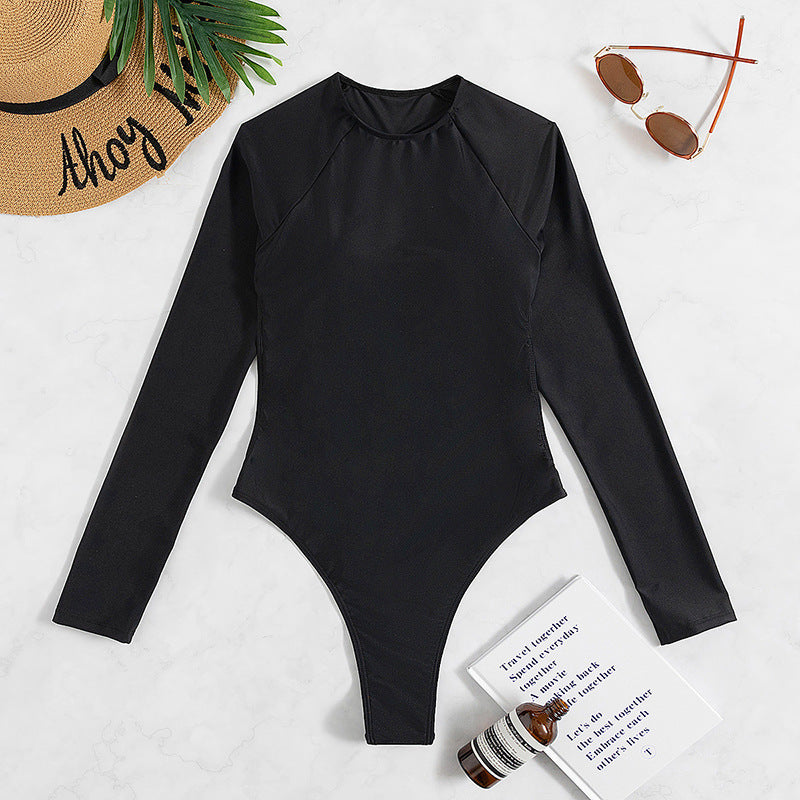 Long sleeved one-piece swimsuit long sleeved backless sexy swimsuit thong bright diamond one-piece swimsuit