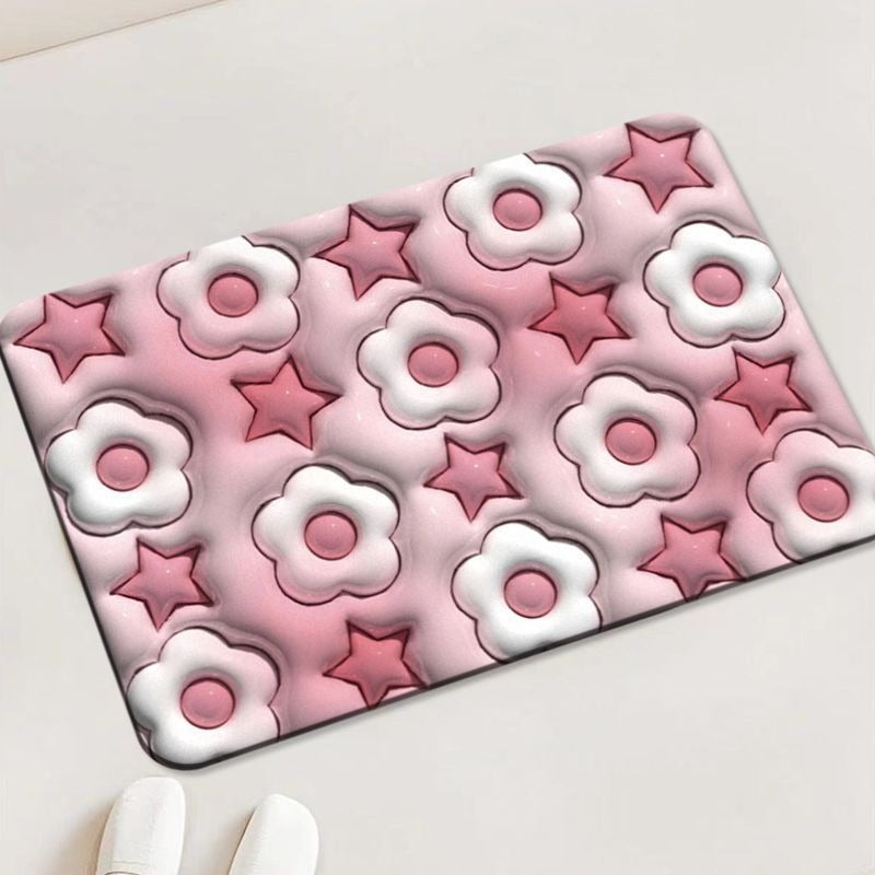 3D Door Mat Expansion Small Flower Soft Diatom Mud Absorbent Carpet Bathroom Toilet Toilet Non-Slip Rug Kitchen Mats For Floor