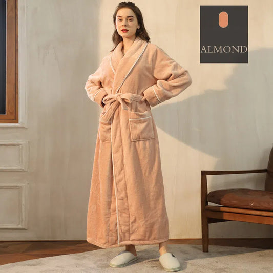 Flannel nightgown for men simple plus size coral fleece couple bathrobe for women