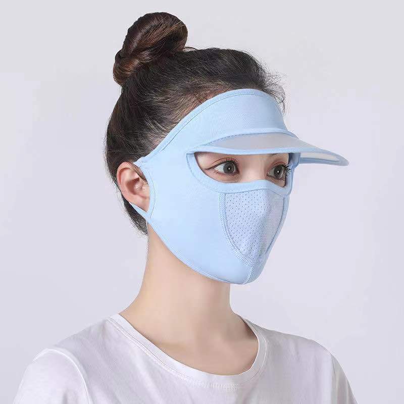 Summer Sunscreen Mask Cap All-In-One Men's And Women's Ice Silk Thin Section Breathable Anti-Ultraviolet Riding Sunshade Mask Washable