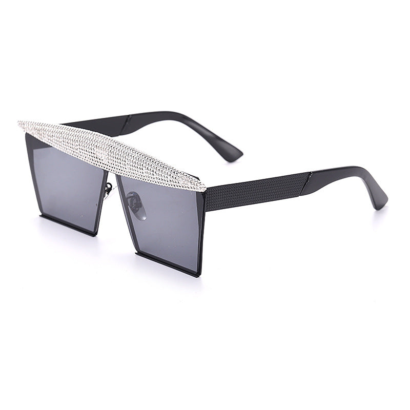 Colorful New Handmade Diamond Sunglasses Fashion Square Sunglasses Trend Big Frame Street Sunglasses