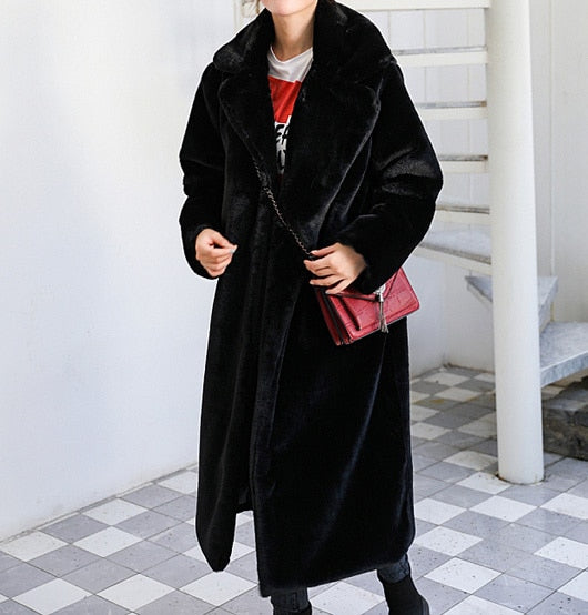 Winter Loose Velvet Mid-Length Coat