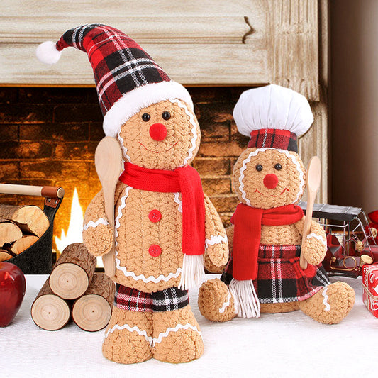 New Large Christmas Gingerbread Doll Knitted Doll Decoration Christmas Children's Gift Doll Decoration