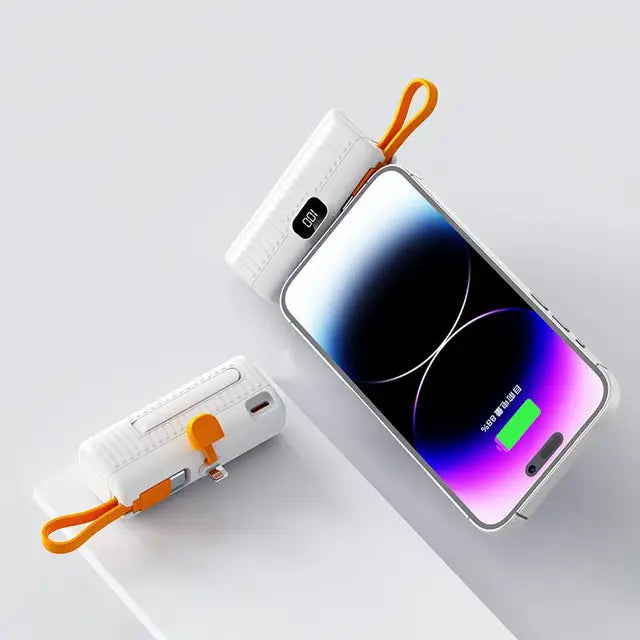 30000Mah Mini Power Bank Ingebouwde Kabel Powerbank Digitale Display Externe Batterij Draagbare Oplader Voor Iphone Samsung Xiaomi