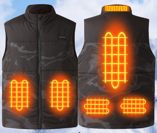 Intelligent heating vest camouflage USB electric vest with constant temperature heating, warmth and cold protection, and a vest clip for heating