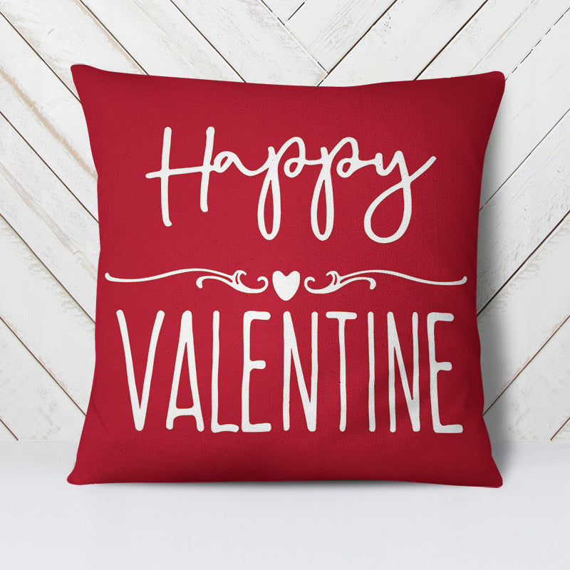 Valentine's Day Linen Printed Pillow Amazon Dwarf Festival Pillow Cover Living Room Sofa Pillow