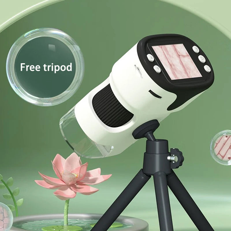 Pocket Microscope Display Montessori Handheld LED Light Biology Magnification Outdoor Students Teaching Gifts Children Stem Toys