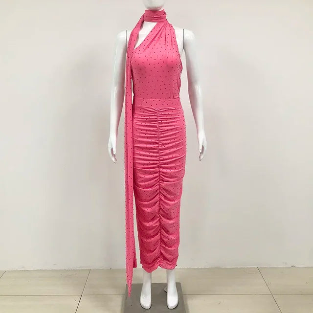 New One Shoulder Pleated Dress