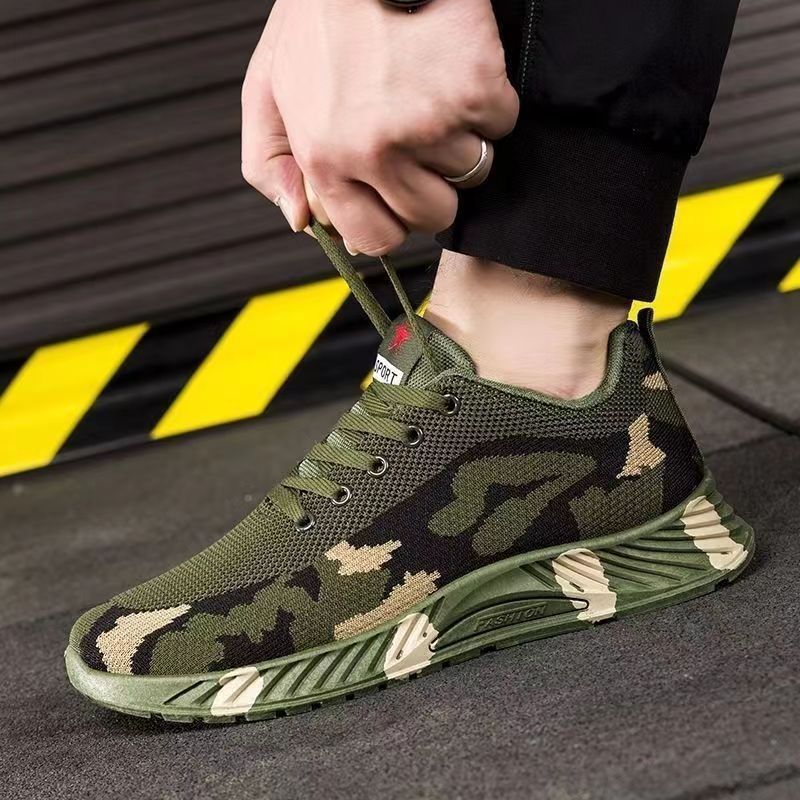 Men's winter velvet casual lightweight sports shoes non-slip thick-soled camouflage running shoes