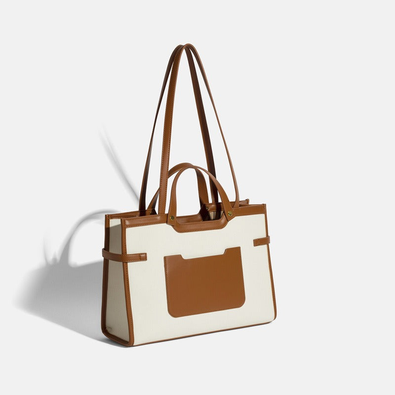 Canvas tote bag, high-end niche design, single shoulder commuter handbag, simple and large capacity. Trendy.