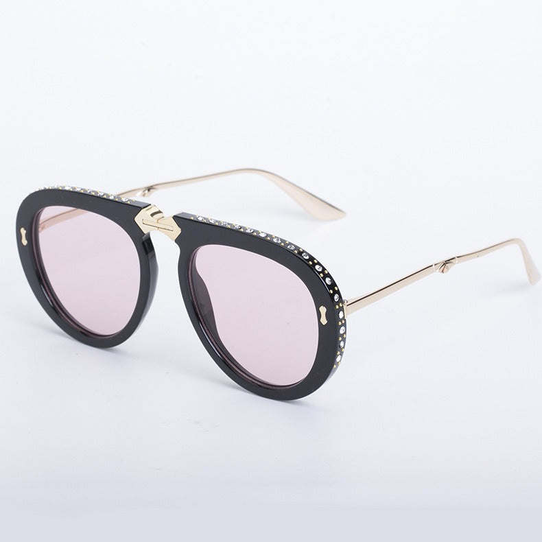 Sunglasses, women's diamonds, fashionable folding sunglasses