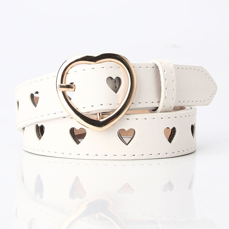 New punch-free heart hollow belt for ladies, all-match, sweet girl sweater dress decorative belt