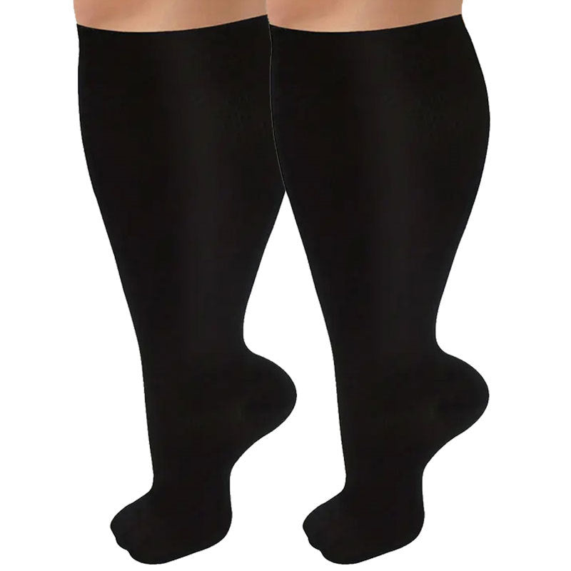 enlarged black compression socks super wide calf and knee length socks