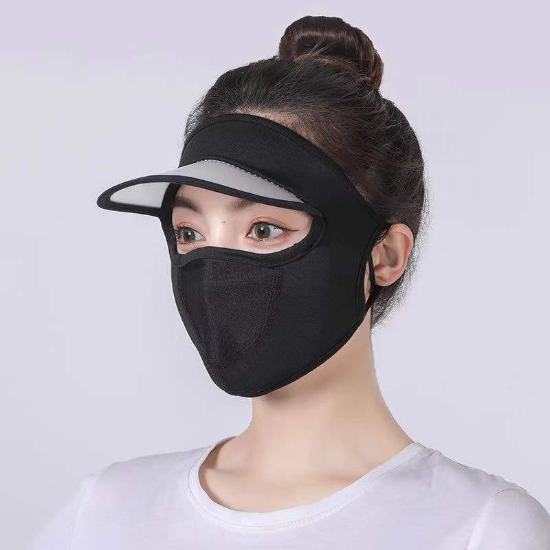 Summer Sunscreen Mask Cap All-In-One Men's And Women's Ice Silk Thin Section Breathable Anti-Ultraviolet Riding Sunshade Mask Washable