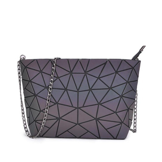 Luminous Bags for Women set folding Totes Geometric splice Lady Hand bags Chain Shoulder Bags Holographic purse