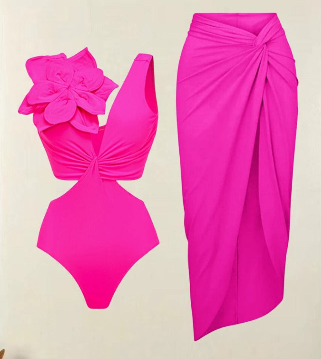 European and American design niche color backless one-piece swimsuit