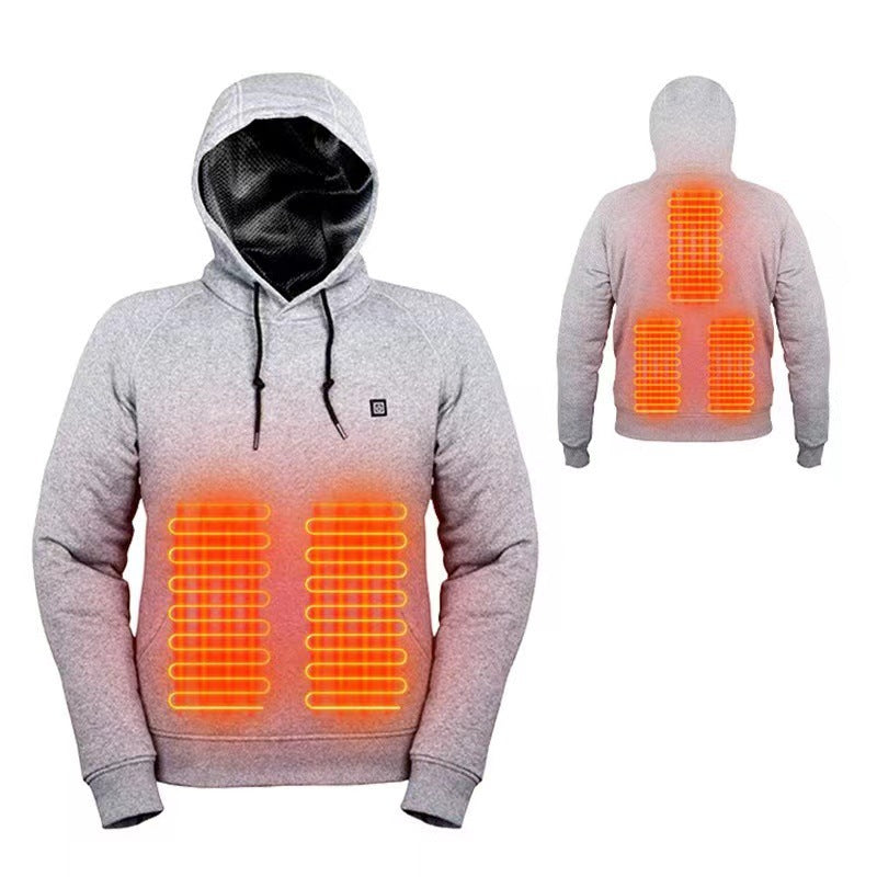 Men's Heating Sweatshirt USB Heating Sweatshirt Warm Outdoor Leisure Clothing Electric Heating Hooded 5 Zone Heating