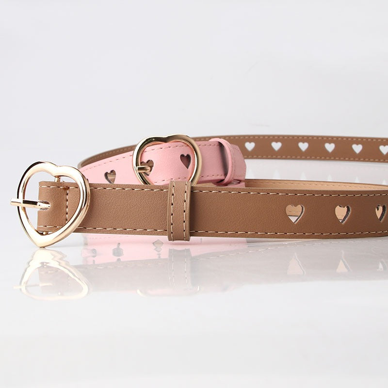 New punch-free heart hollow belt for ladies, all-match, sweet girl sweater dress decorative belt