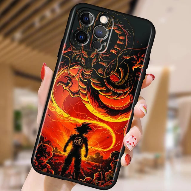 Copy of Japanese Art D-Dragon Ball Z For Apple iPhone 15 14 13 12 Pro Max Mini 11 Pro XS Max X XR 6 7 8 Plus SE 2020 Black Phone Case