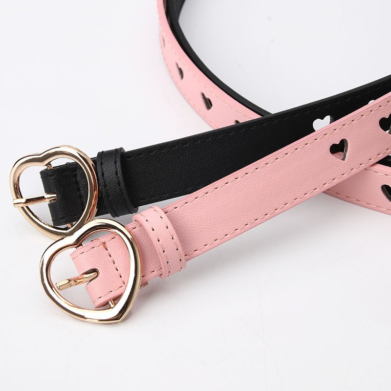 New punch-free heart hollow belt for ladies, all-match, sweet girl sweater dress decorative belt