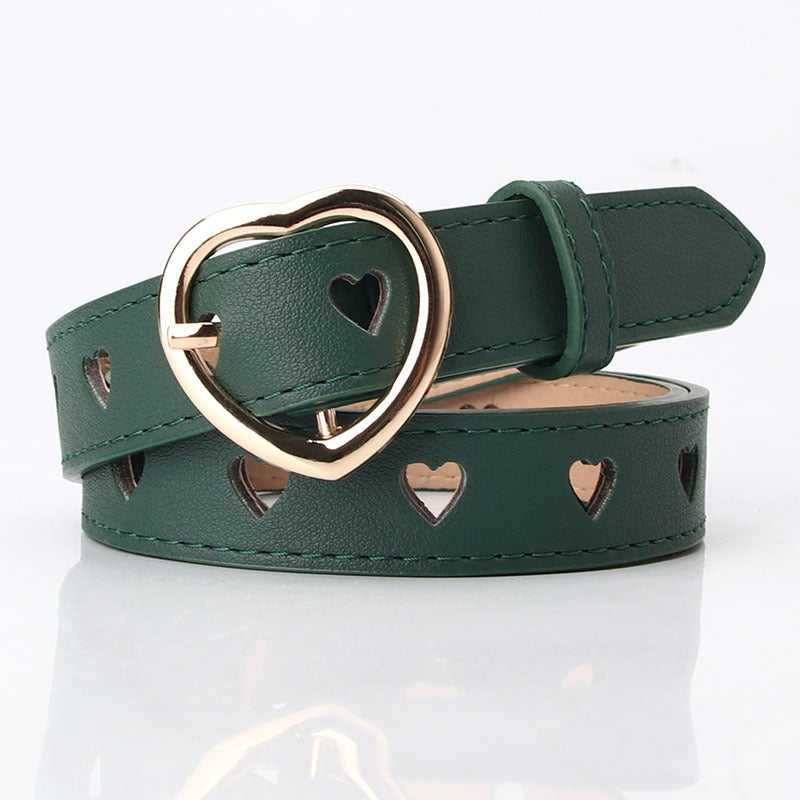 New punch-free heart hollow belt for ladies, all-match, sweet girl sweater dress decorative belt