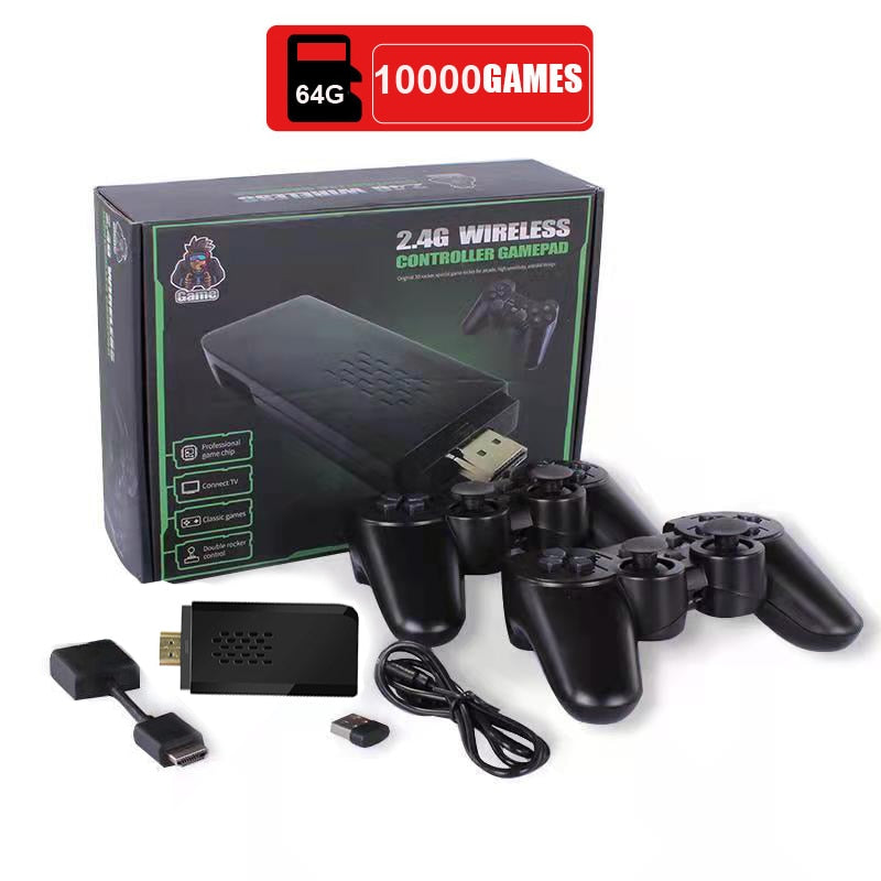 4K HD Video TV Game Console 2G+32G/64G 10000+ Classic Retro Games 4K Game Stick With 2.4G Wireless Controller PS1/FC Joystick