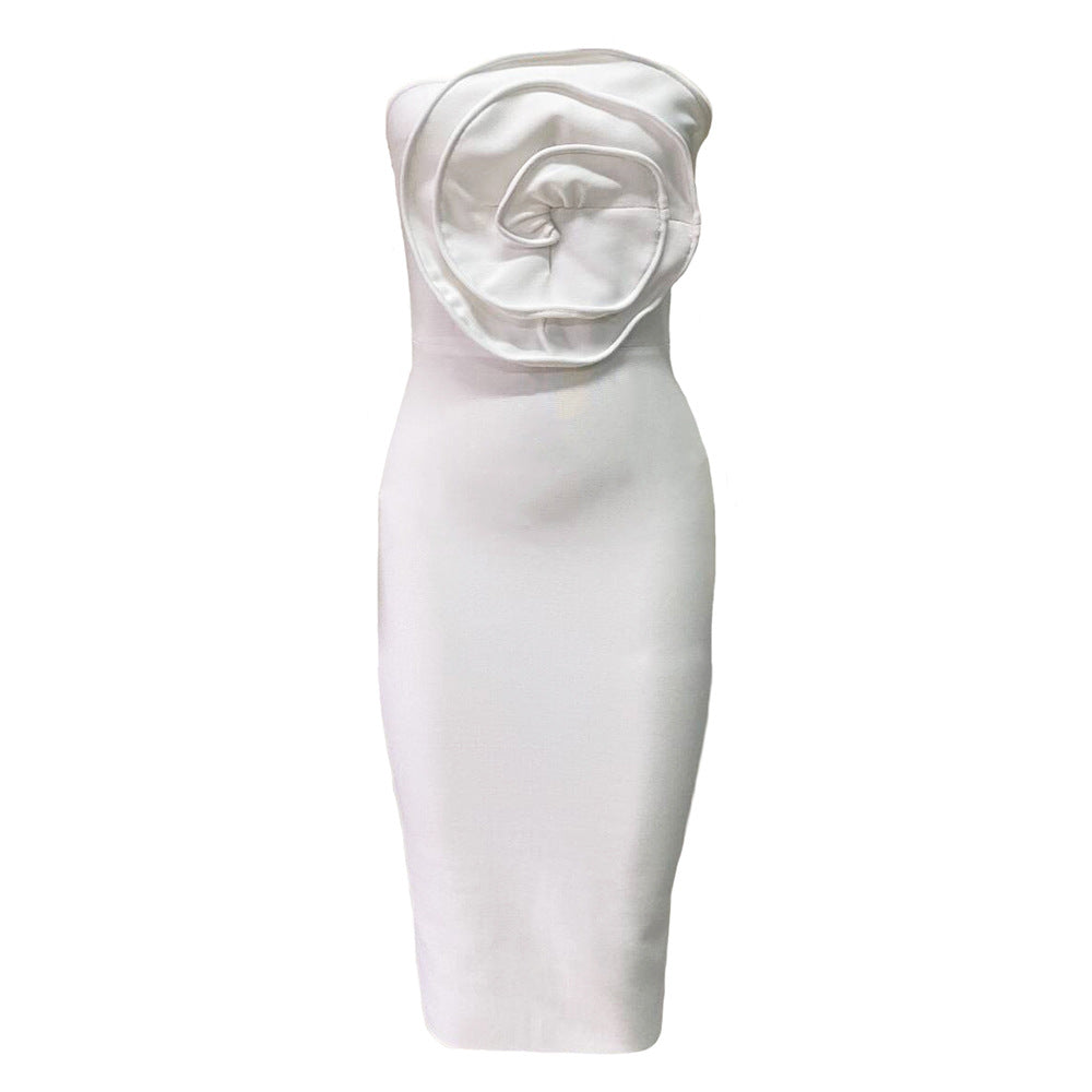 Sexy white floral bandage dress socialite party dress French dress