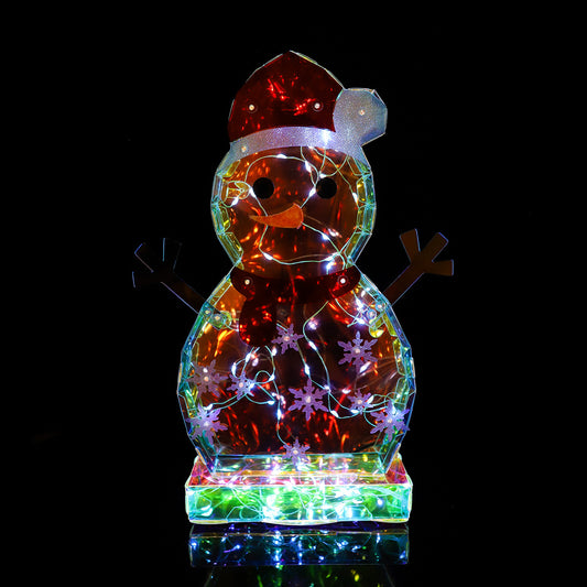 Christmas Colorful Glowing Snowman Ornament Flat Snowman Desktop Plug in Night Light