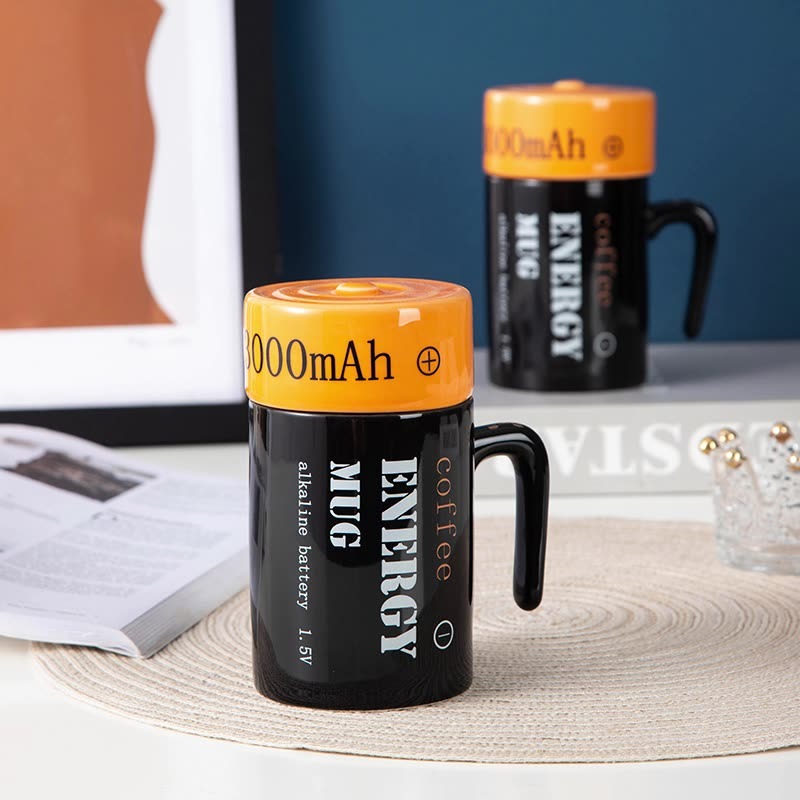 Creative Battery Modeling Cup. Novel Ceramic 3D Cup. Novelty Coffee Mug