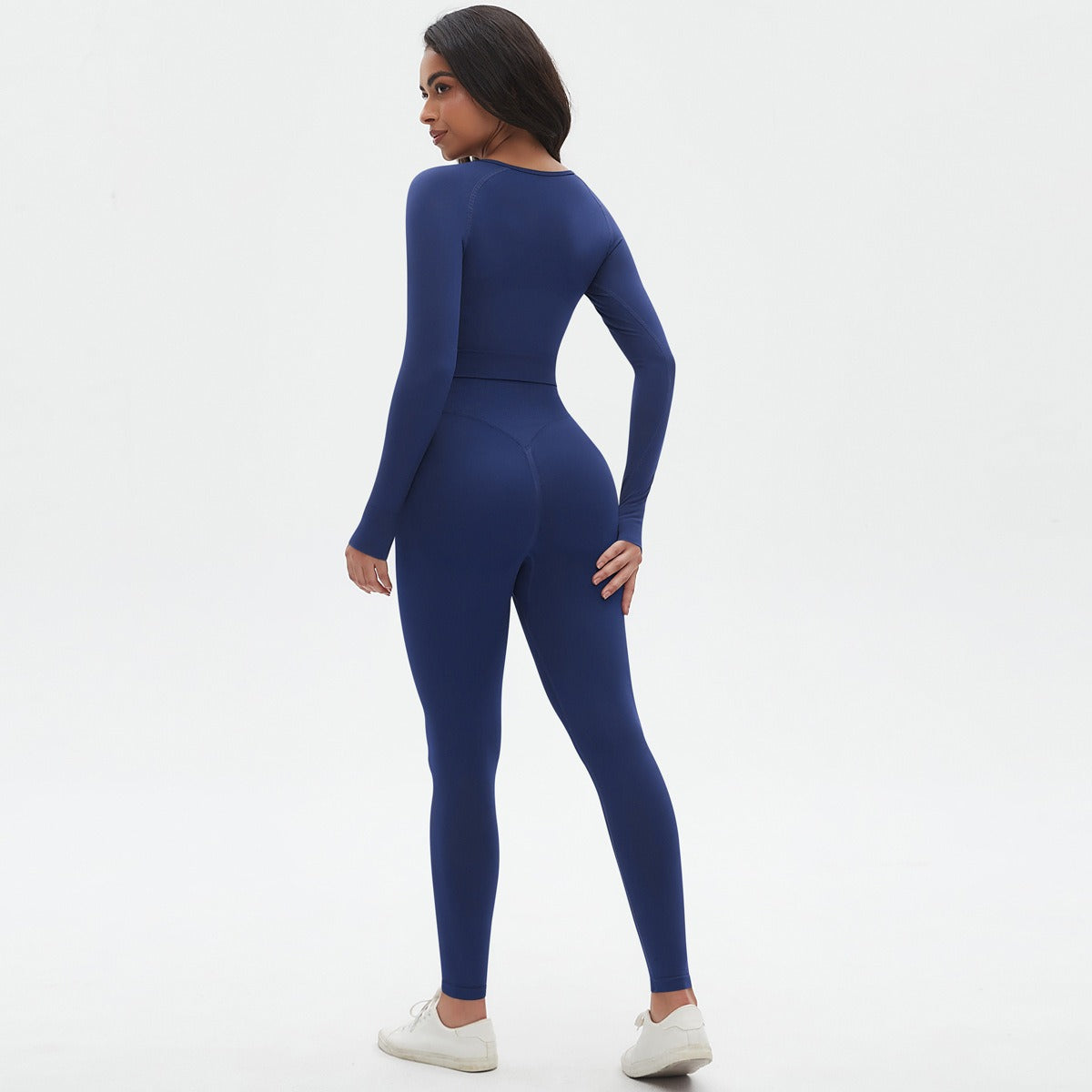 Seamless Knitted Solid Color Tight High Elasticity Yoga Suit Set Sports Running Fitness Suit Two Piece Set for Women