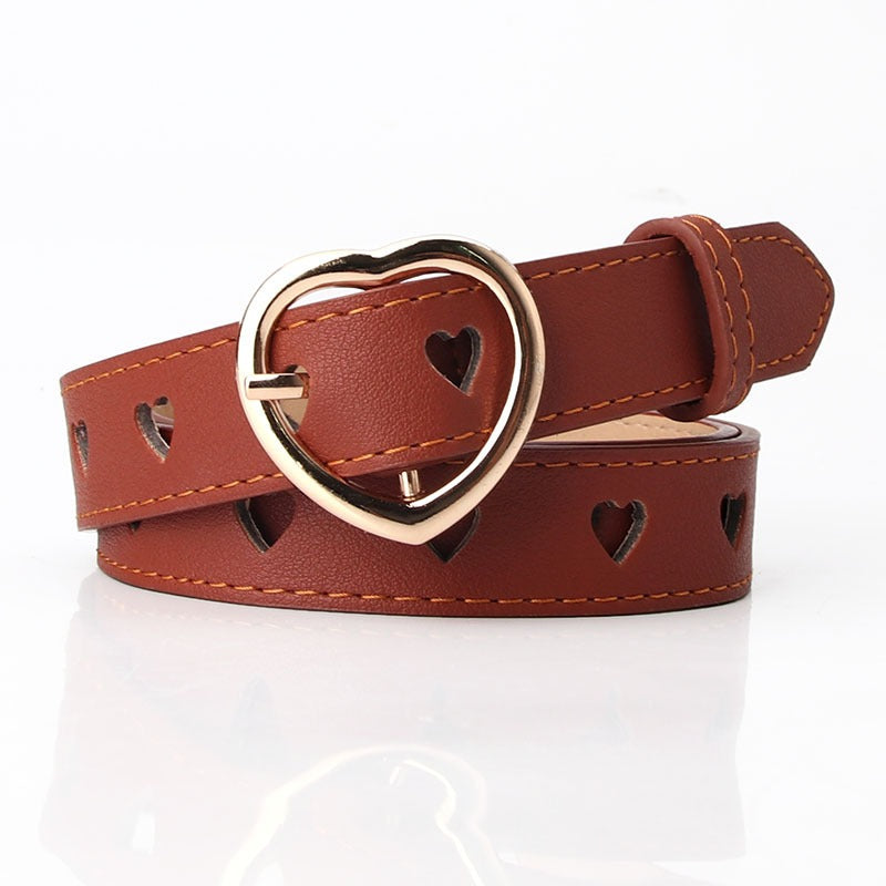 New punch-free heart hollow belt for ladies, all-match, sweet girl sweater dress decorative belt