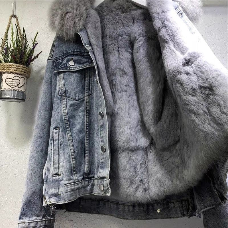 Winter new style velvet cotton coat with faux fur collar