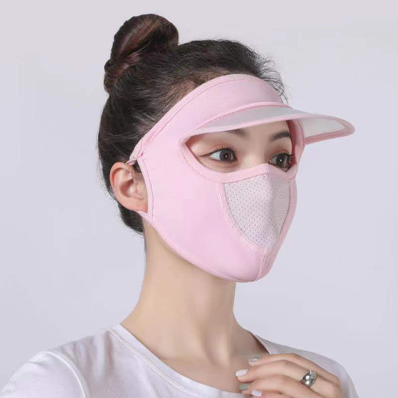 Summer Sunscreen Mask Cap All-In-One Men's And Women's Ice Silk Thin Section Breathable Anti-Ultraviolet Riding Sunshade Mask Washable