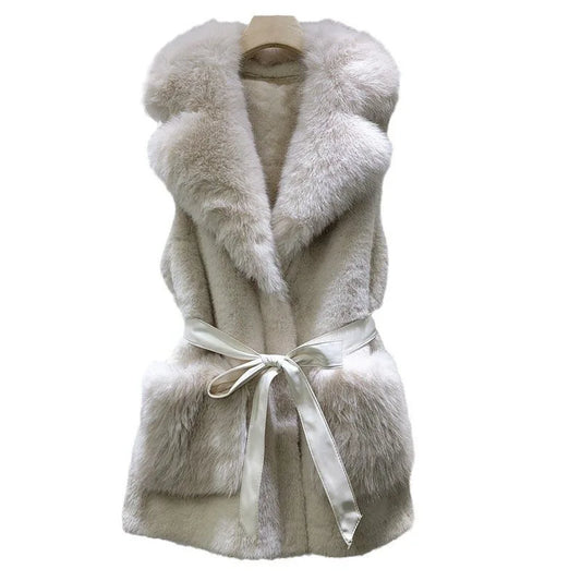 New Mink Fur Vest. Lace-up Sleeveless Coat