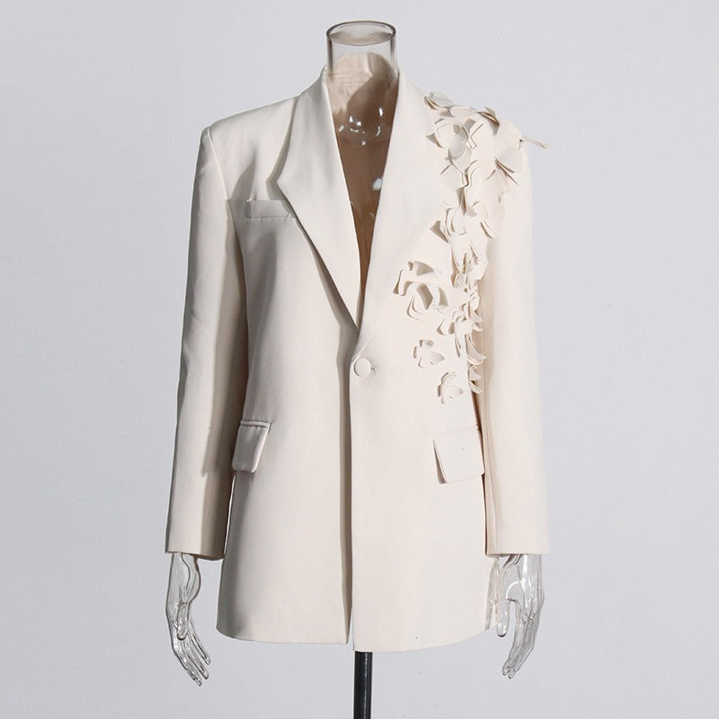 Splicing three-dimensional butterfly decoration suit jacket