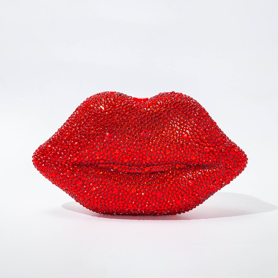 Mouth Shaped Rhinestone Evening Clutch Bags Wedding Women Novelty Crystal Dinner Dress Purses designer Ladies Chain Handbag