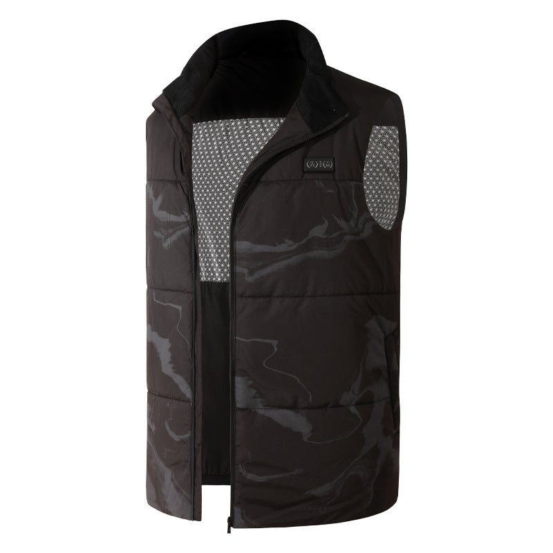 Intelligent heating vest camouflage USB electric vest with constant temperature heating, warmth and cold protection, and a vest clip for heating