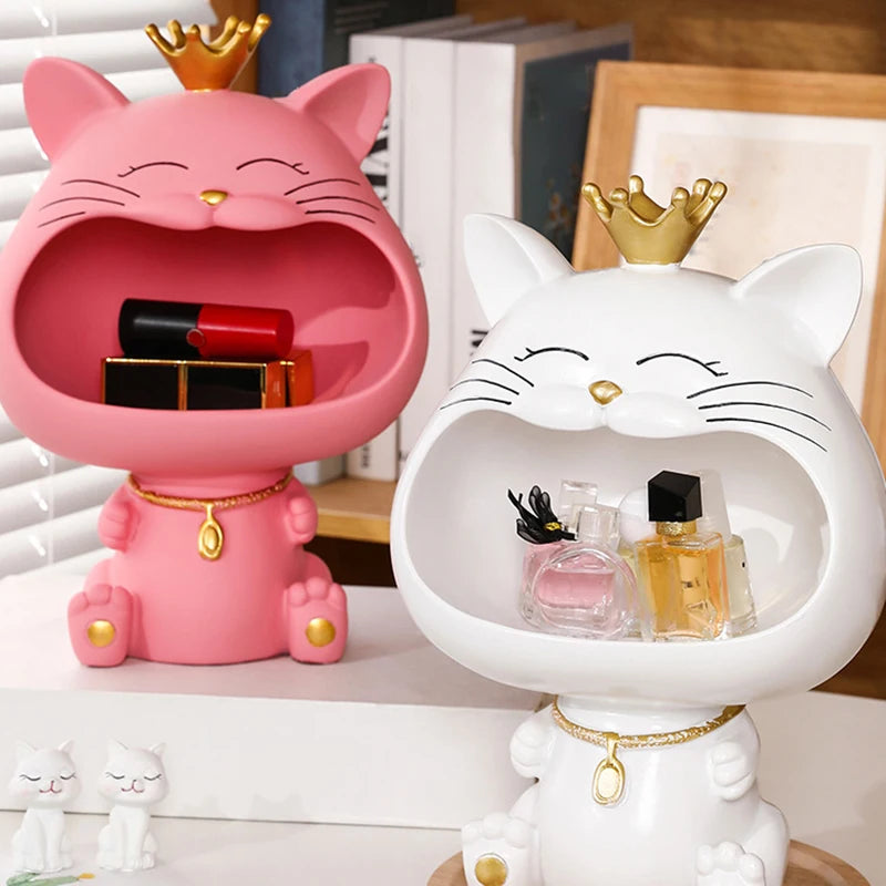 Large creative key storage big mouthed cat ornament modern and simple home foyer decoration