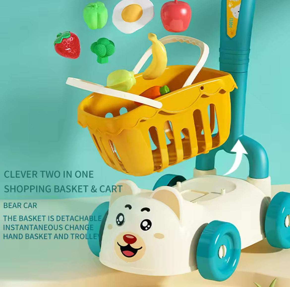 Children's supermarket shopping cart baby trolley simulation kitchen cleaning. Educational Toy