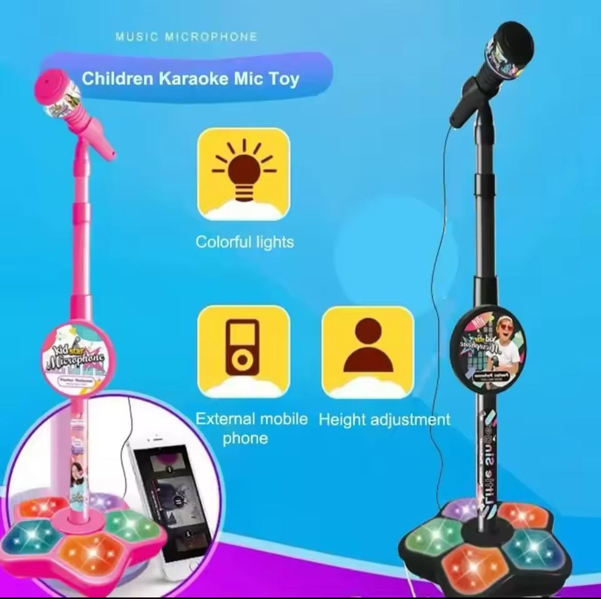 Kids Microphone with Stand Karaoke Song. Music Instrument Toys for Brain-Training. Educational Toy for fun!