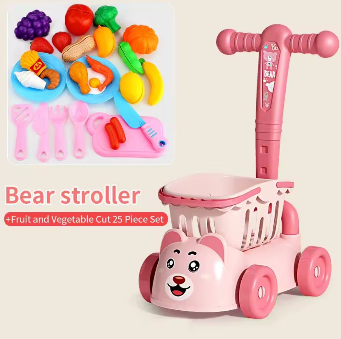 Children's supermarket shopping cart baby trolley simulation kitchen cleaning. Educational Toy