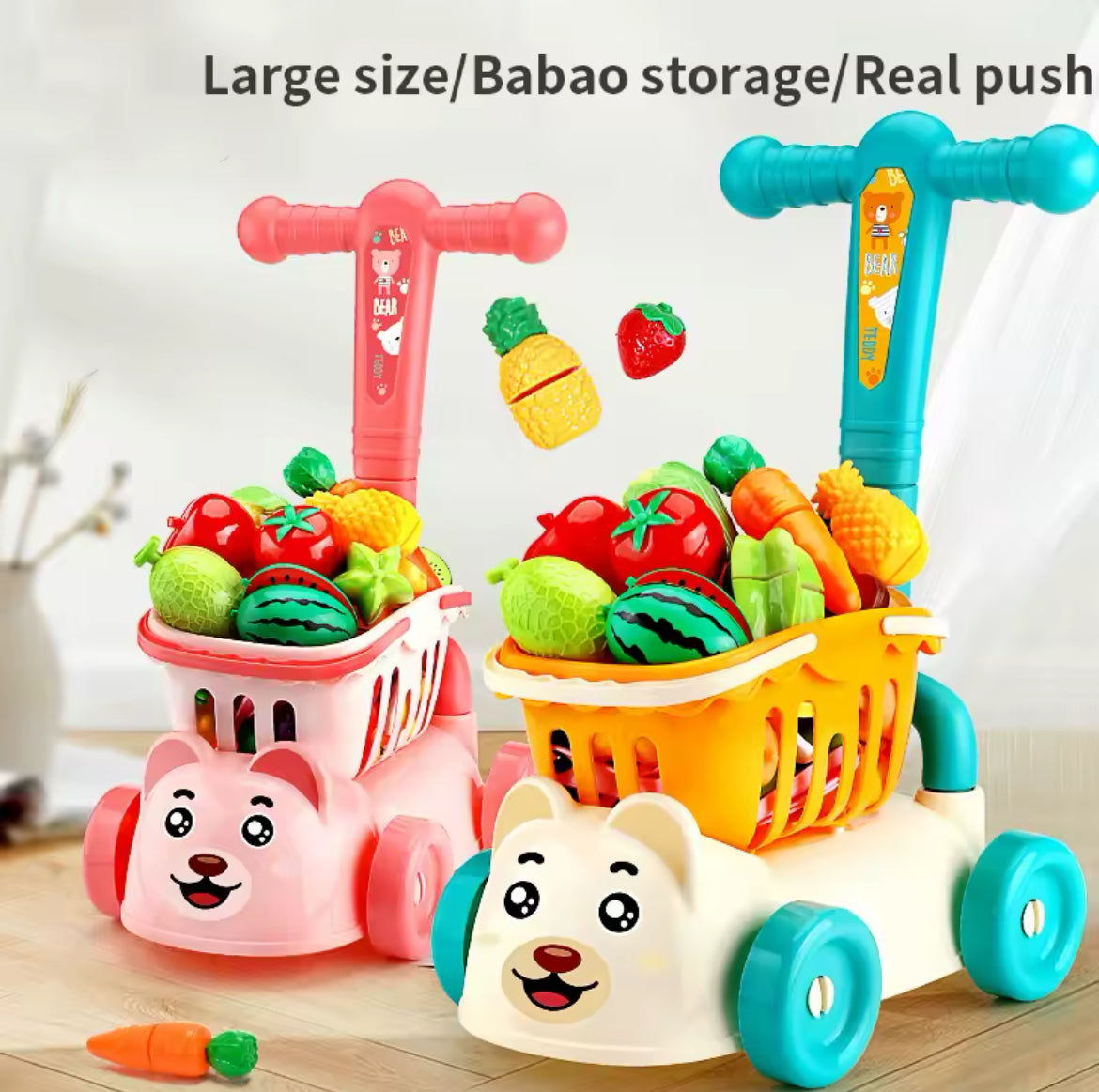 Children's supermarket shopping cart baby trolley simulation kitchen cleaning. Educational Toy