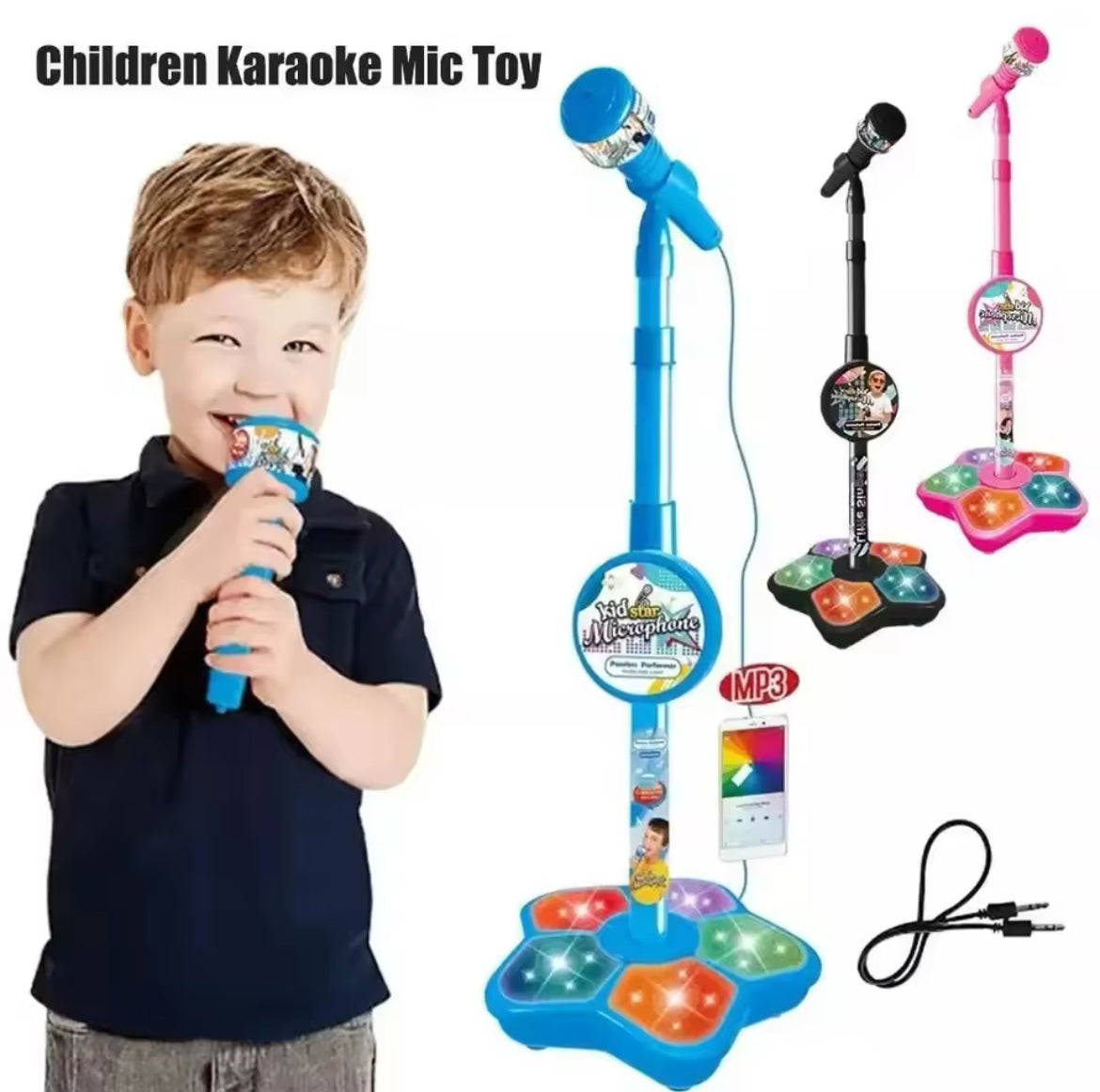 Kids Microphone with Stand Karaoke Song. Music Instrument Toys for Brain-Training. Educational Toy for fun!