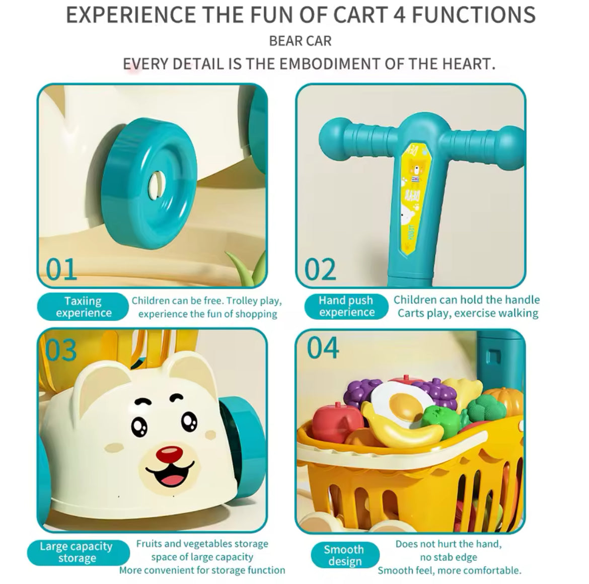 Children's supermarket shopping cart baby trolley simulation kitchen cleaning. Educational Toy