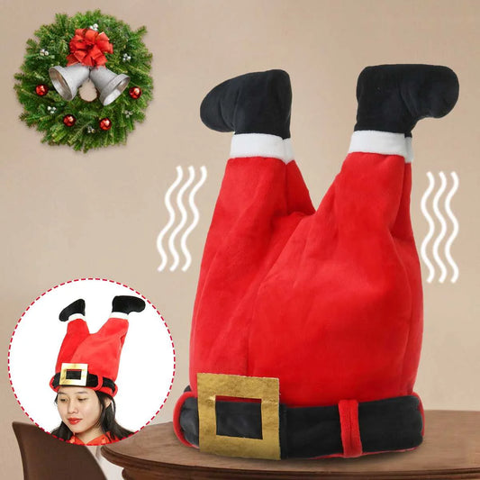 Christmas Santa Claus Hat Electric Moving Pants Hat Singing Music Hats Cute Funny Stuffed Toy Creative Plush Toy Party Gift Xmas