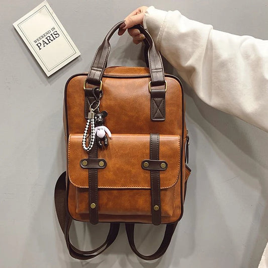 Beautiful Creativity Collection - “Modern Corporate Bag” - Brown School Bags. Waterproof. Vintage. Leather. Big Travel Backpack