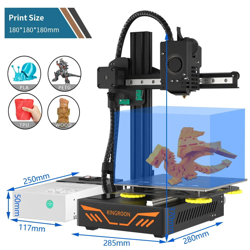 KINGROON KP3S 3D Printer High Precision Printing Upgraded DIY FDM 3d printer Kit Touch Screen KP3S Printing Size 180*180*180mm