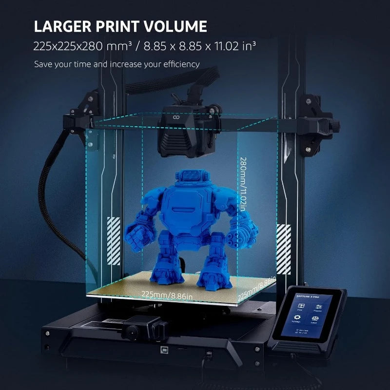 Neptune 3 Pro FDM 3D Printer with Auto Screw Drive, Removable Capacitive Screen, 8.85x8.85x11in Large Printing Size，home.